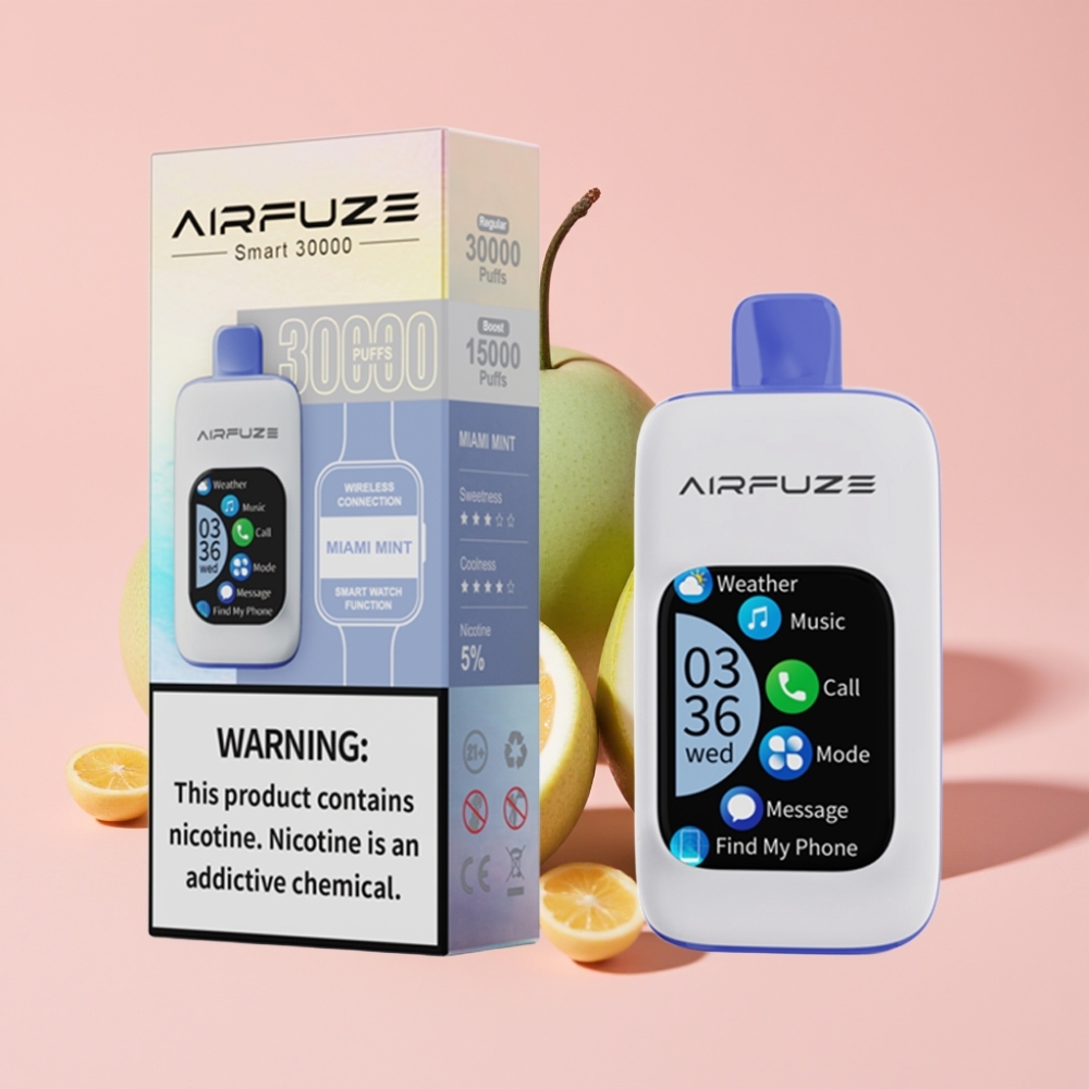 AirFuze Smart 30000 Пуфове Едноразов Вейп Маями Мента с ТФТ дисплей и Type-C