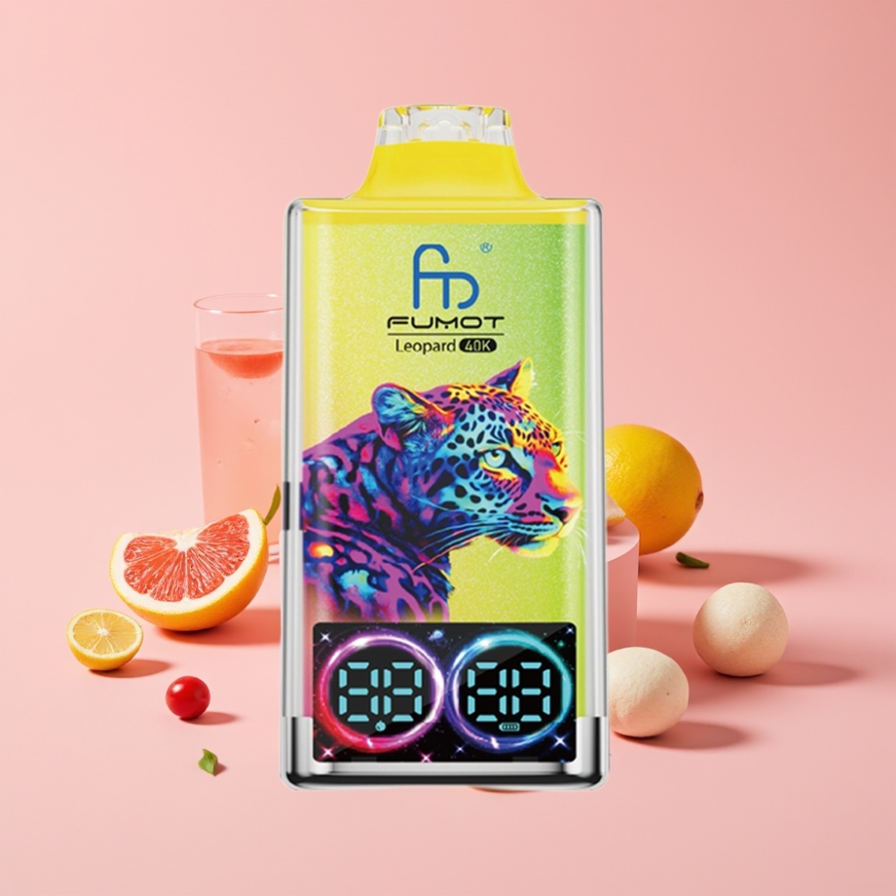Fumot Leopard 40K Пуфсове Едноразово Вейп Розов Лимонад, 700mAh Батерия, Type-C, Дигитален Дисплей