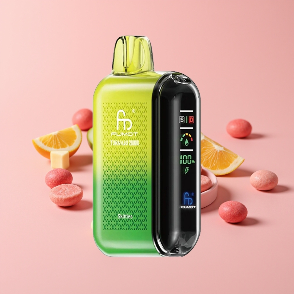 Fumot Tornado 20000 Пуфса Двойна Мрежова Намотка 20ml Е-течност 850mAh Батерия Вкус:Скитлс