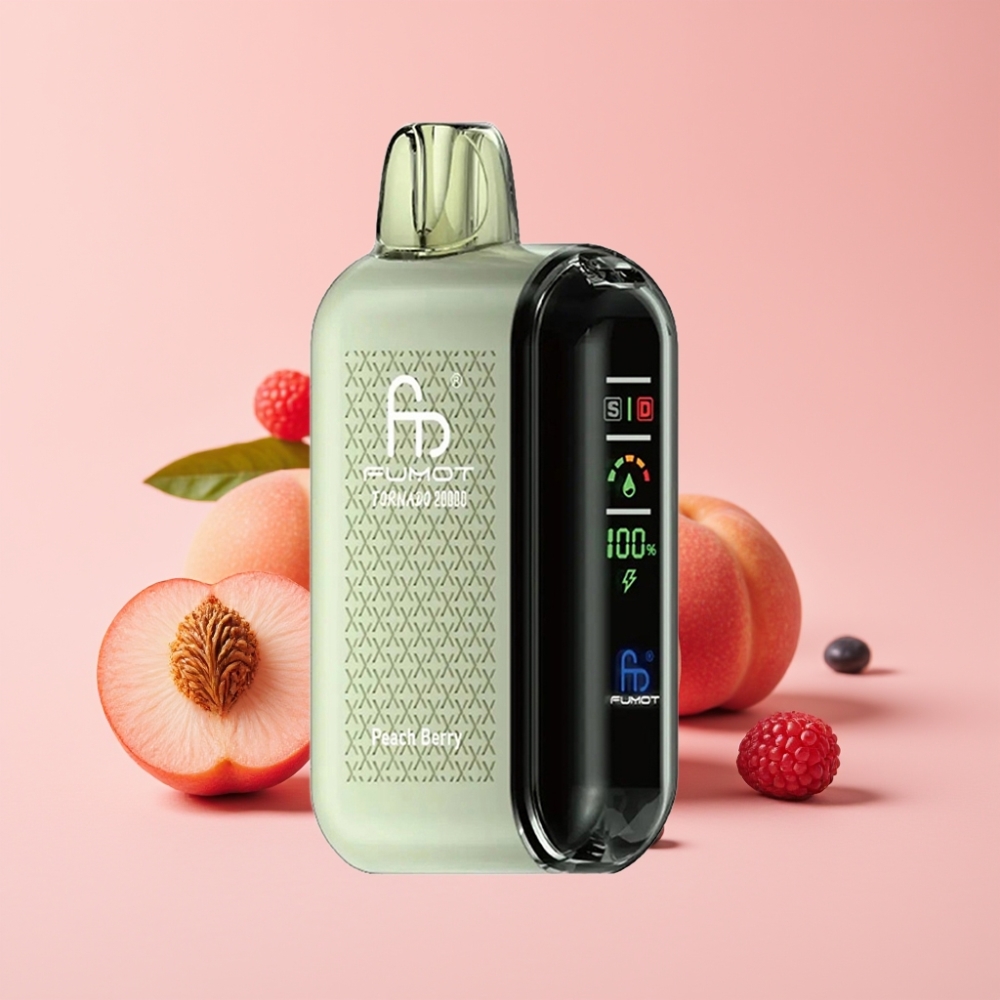 Fumot Tornado 20000 Пуфса Dual Mesh Coil 20ml 850mAh Smart Display Праскова-Боровинка