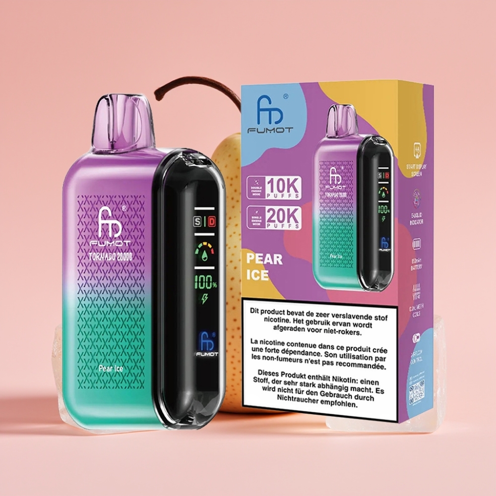 Fumot Tornado 20000 Пуфса Dual Mesh Coil 20ml 850mAh Smart Display Крушов Лед