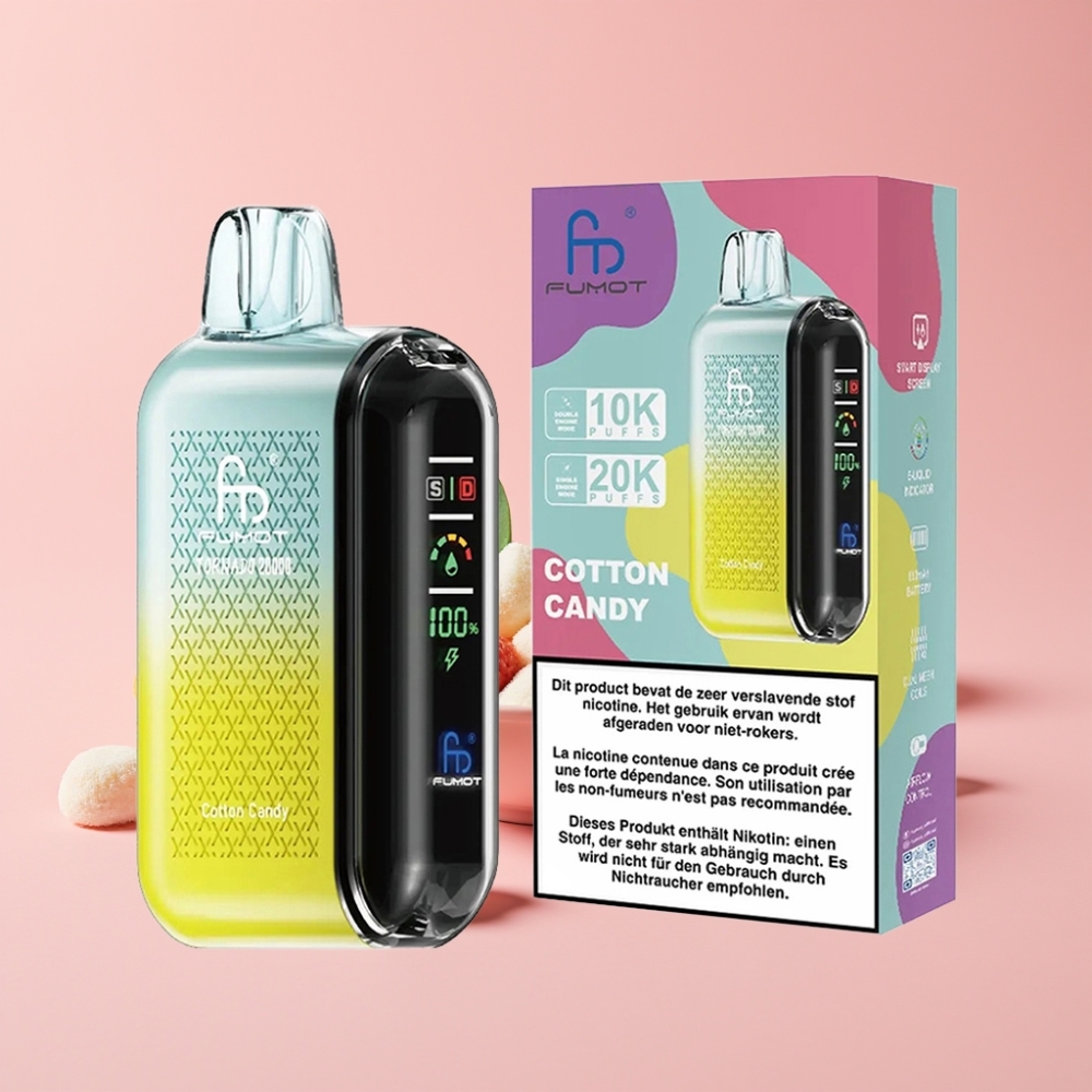 Fumot Tornado 20000 Пуфове Dual Mesh Coil Smart Display Въздушен Поток 2% Никотин Памучна Захар