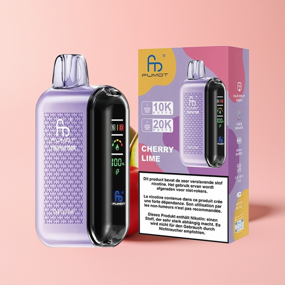 Fumot Tornado 20000 Пуфса Двойна Mesh Намотка 20ml Батерия 850mAh Вишна Лайм