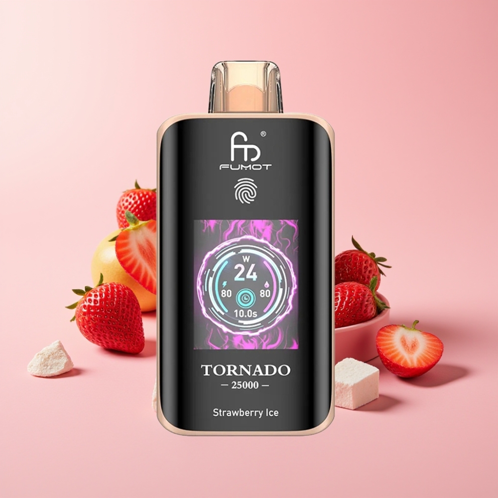 Fumot Tornado 25000 Пуфса Екран HD 700mAh 20ml Ягодов Лед 0/2%/3%/5% Nicotine Type-C