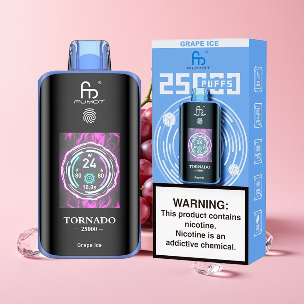 Fumot Tornado 25000 Пуфса Екран HD 700mAh Батерия 20ml Грейп Айс
