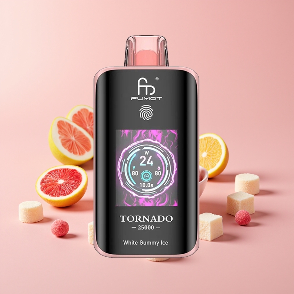 Fumot Tornado 25000 Пуфове HD Екран 700mAh Батерия 20ml Вкус: Бял Гуми Лед