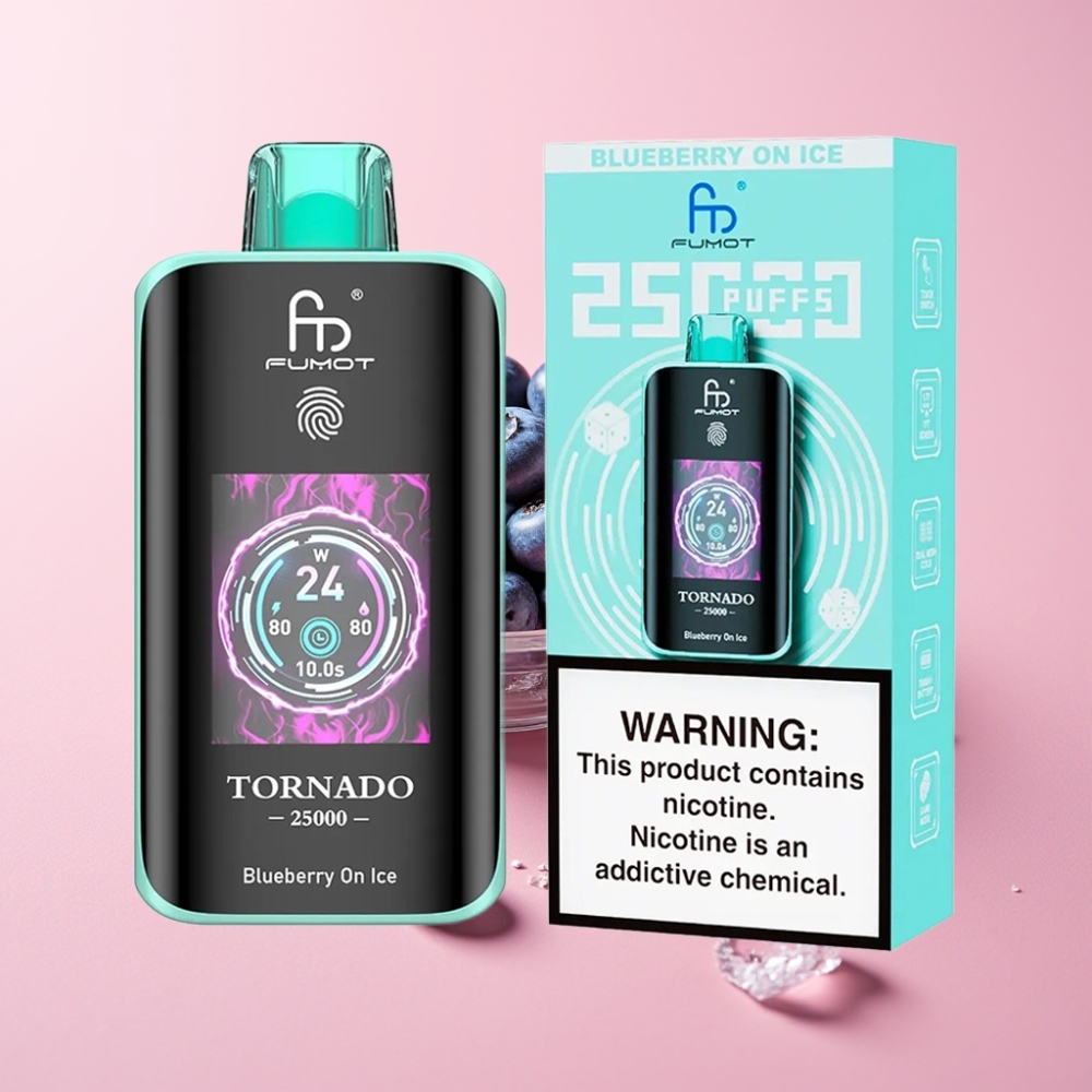 Fumot Tornado 25000 Пуфоса HD Екран, 700mAh Батерия, 20ml Е-течност, Тип-C, Боровинка На Лед