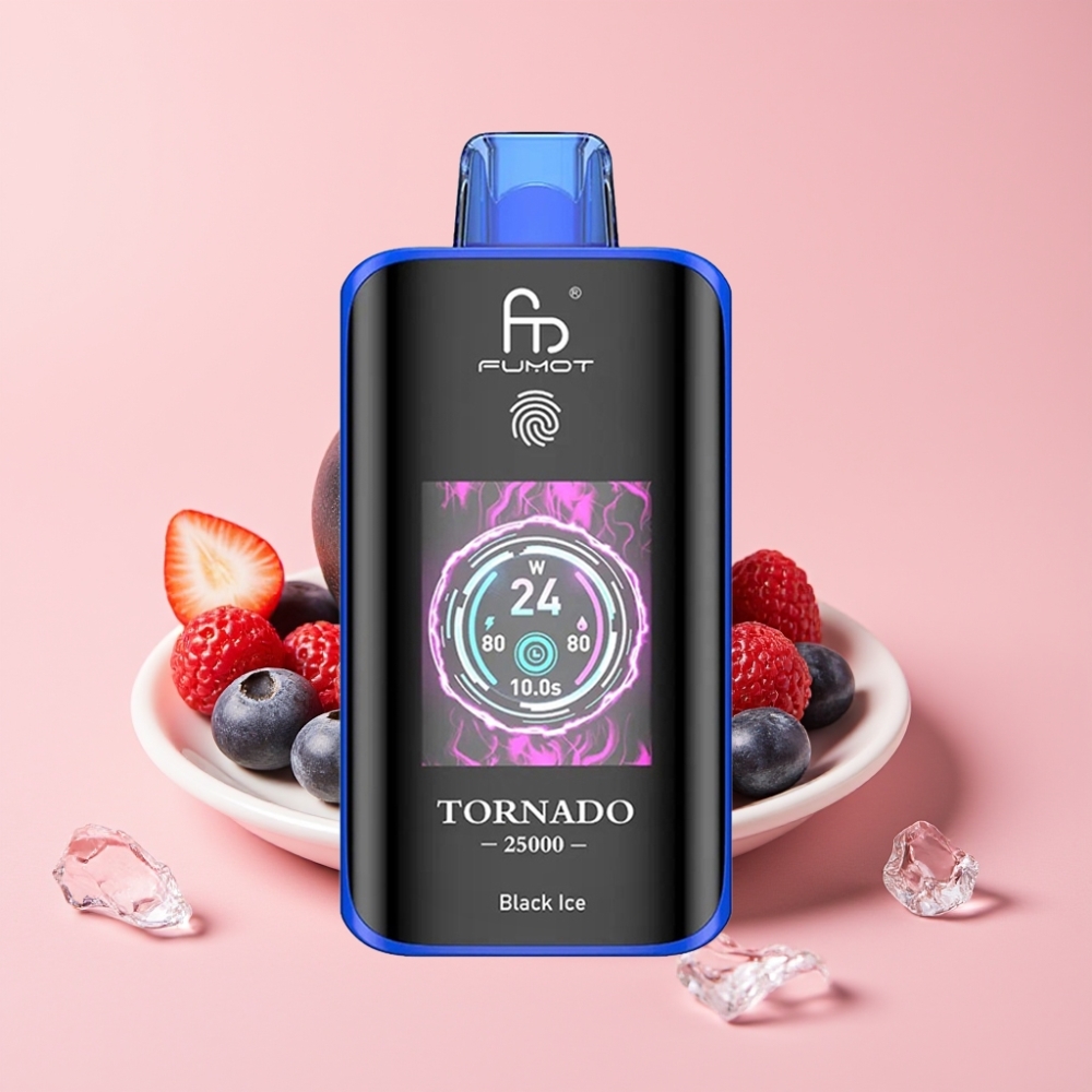 Fumot Tornado 25000 Пуфса Екран HD 700mAh Батерия 20ml Течност Тип-C Черен Лед