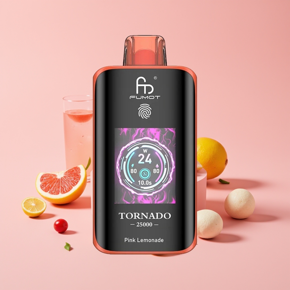 Fumot Tornado 25000 Пуфовса HD Екран, 700mAh Батерия, 20ml E-течност, Розов Лимонад