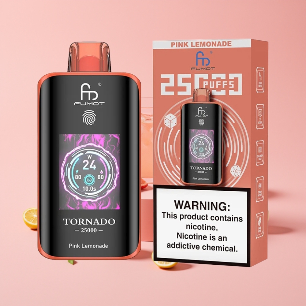 Fumot Tornado 25000 Пуфовса HD Екран, 700mAh Батерия, 20ml E-течност, Розов Лимонад
