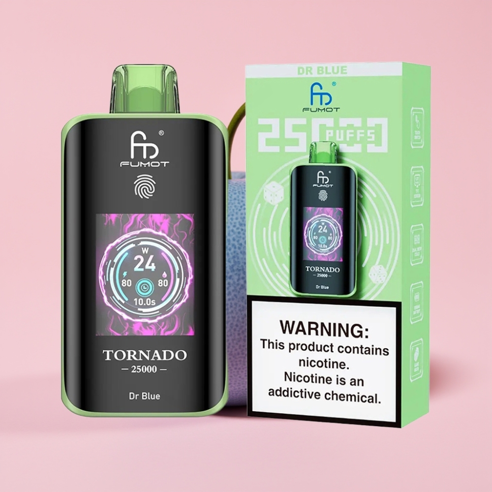 Fumot Tornado 25000 Пуфса HD Екран, 700mAh Батерия, 20ml E-течност, Тип-C, Доктор Блу