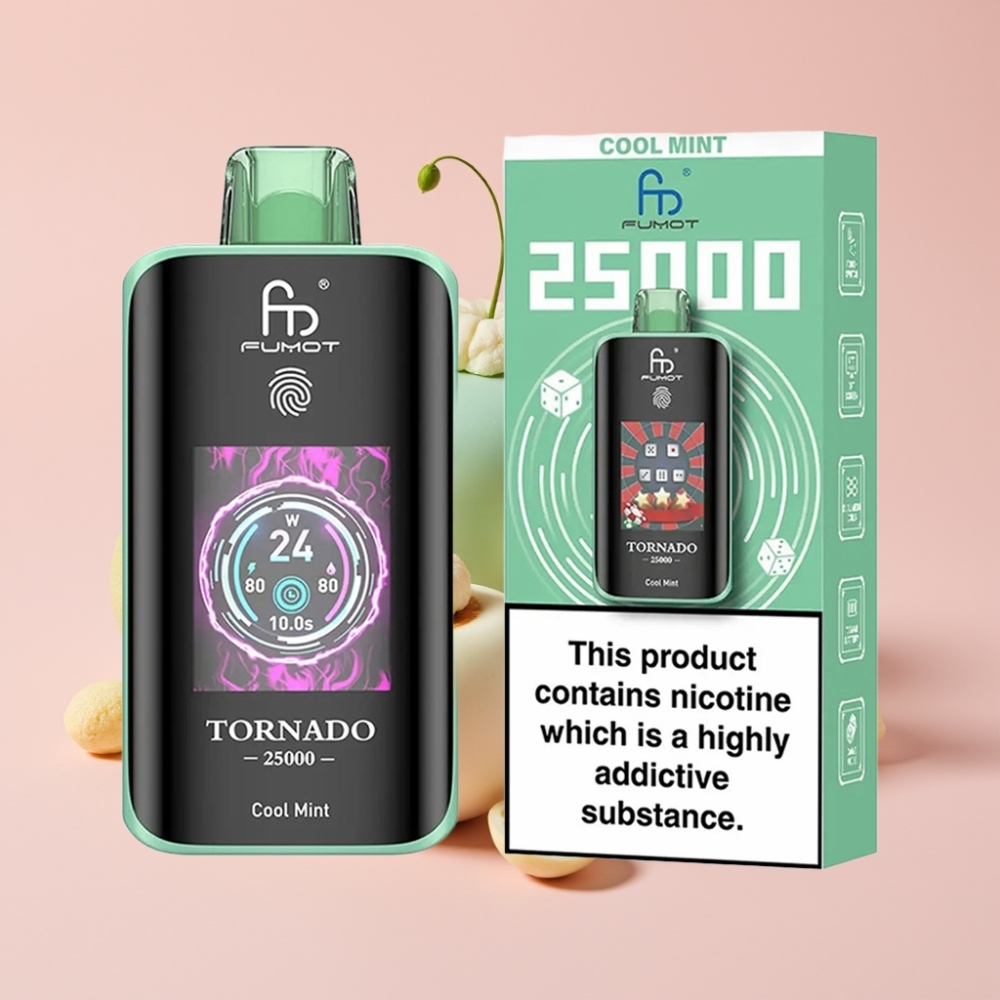 Fumot Tornado 25000 Пуфса с HD Екран, 700mAh Батерия, 20ml E-течност, Cool Mint