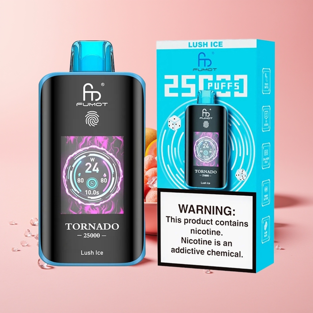 Fumot Tornado 25000 Пуфса Екран HD, 700mAh Батерия, 20ml E-течност, Lush Ice Вкус