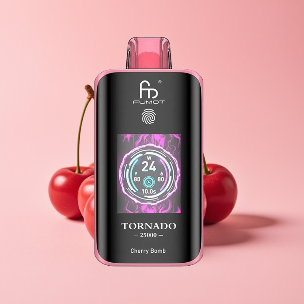 Fumot Tornado 25000 Пуфса Едноразов Вейп Черешова Бомба HD Екран 700mAh Батерия Type-C