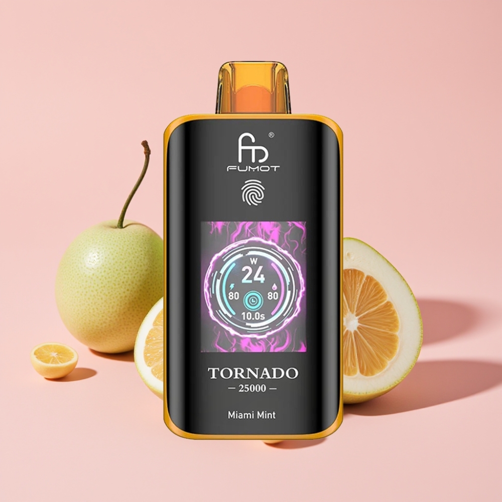 Fumot Tornado 25000 Пуфса Едноразово Вейп Маями Мента с HD Екран, 700mAh Батерия и Type-C