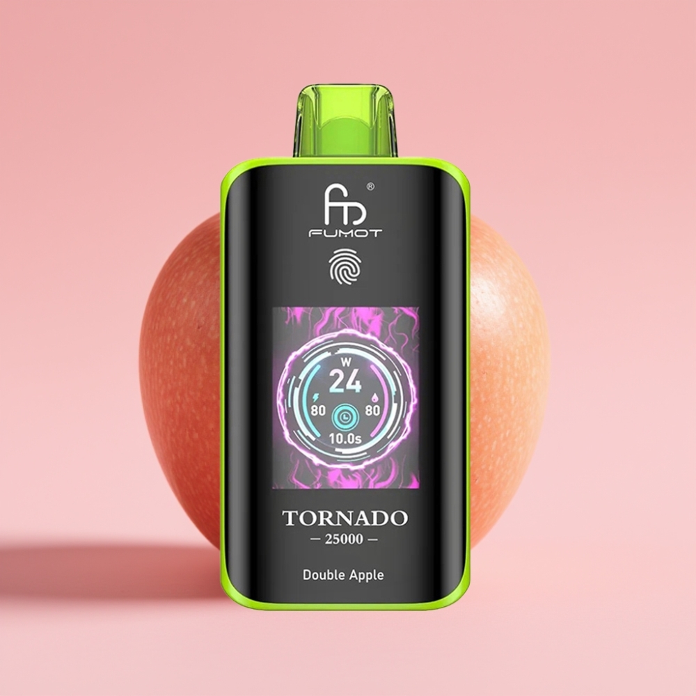 Fumot Tornado 25000 Пуфса Едноразов Вейп Двойна Ябълка, HD Екран, 700mAh Батерия, Type-C