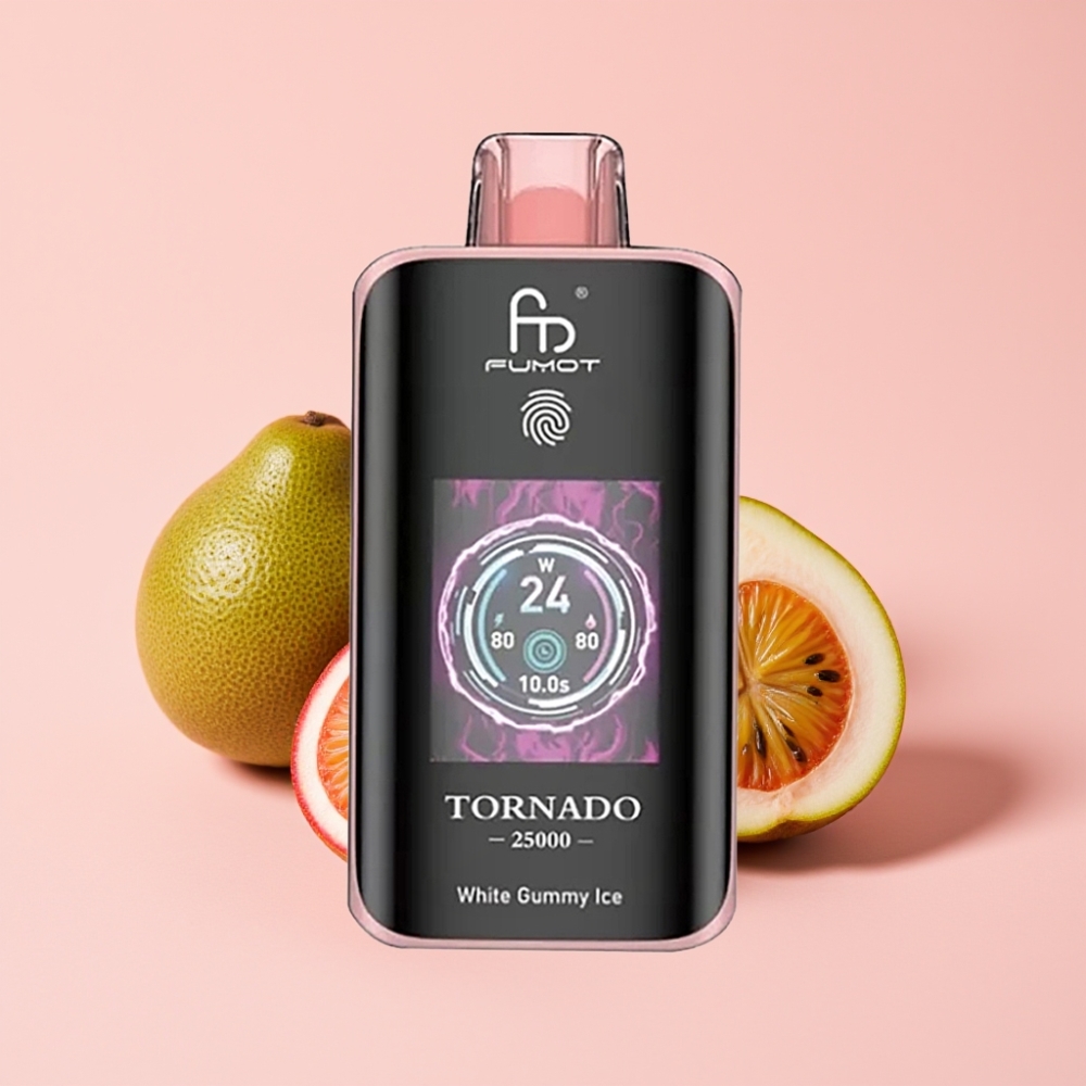 Fumot Tornado 25000 Пуфса Диспосабул Вейп Киви Пъшън Фрукт Гуава с HD Екран, 700mAh Батерия, Type-C