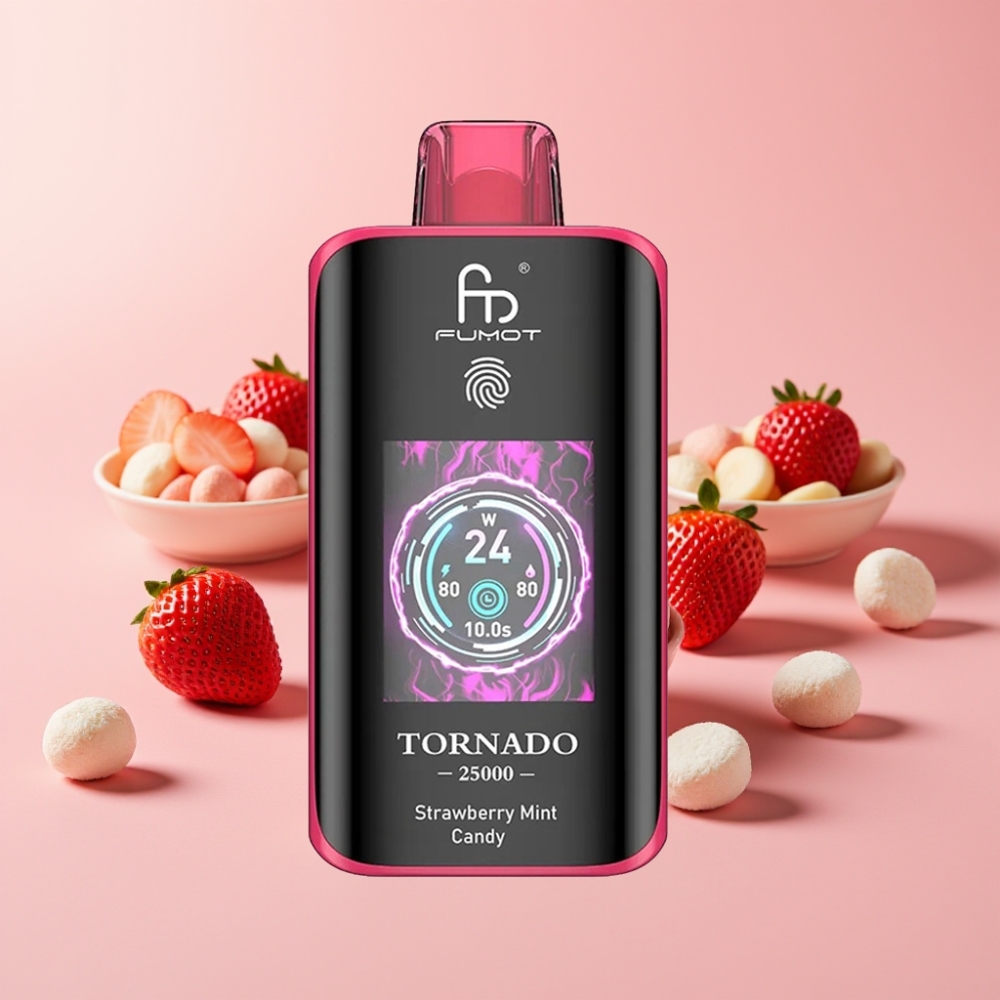 Fumot Tornado 25000 Пуфса Презареждаем Вейп Ягодова Ментова Бонбон с HD Екран и Type-C