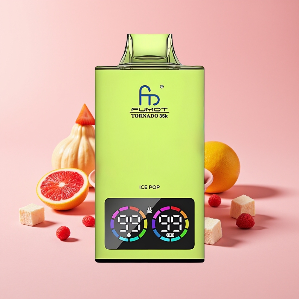 Fumot Tornado 35K Дисозейбъл Вейп 35000 Пуфки Ледена топка, Dual Mesh Coil, 15ml, USB-C