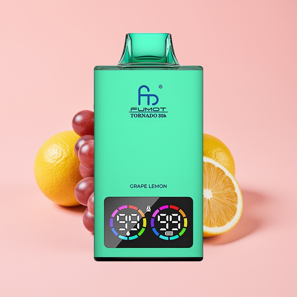 Fumot Tornado 35K Disposable Vape Грозде Лимон Dual Mesh Coil 15ml 700mAh