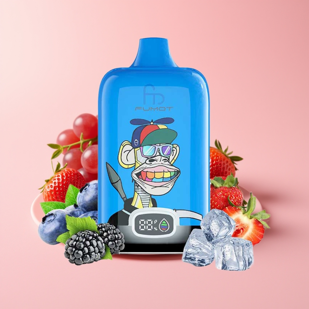 Fumot Tornado Digital Box 12000 Пуфса Едноразов Вап със Ягода Грозде, 20ml, 550mAh