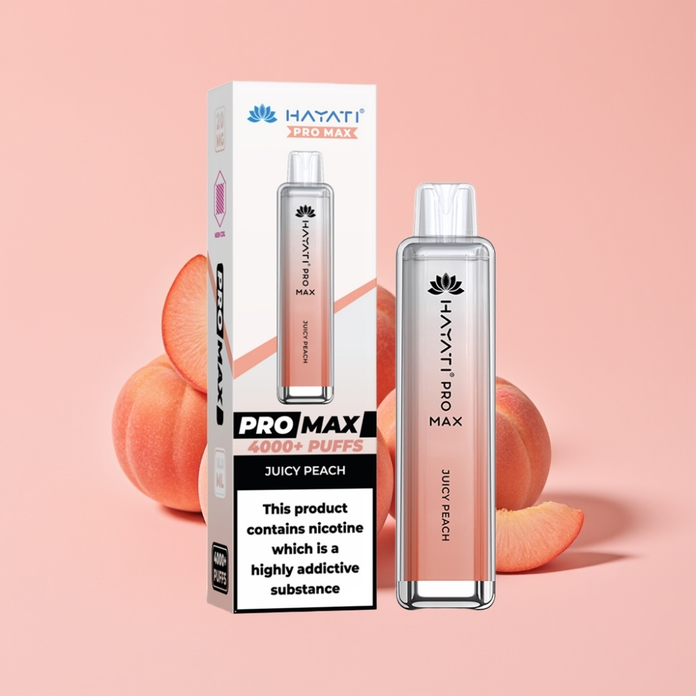 Hayati Pro Max 4000 Пуфиса Едноразов Вап със Сочен Прасков, 1400mAh, Dual 1.1 Ohm