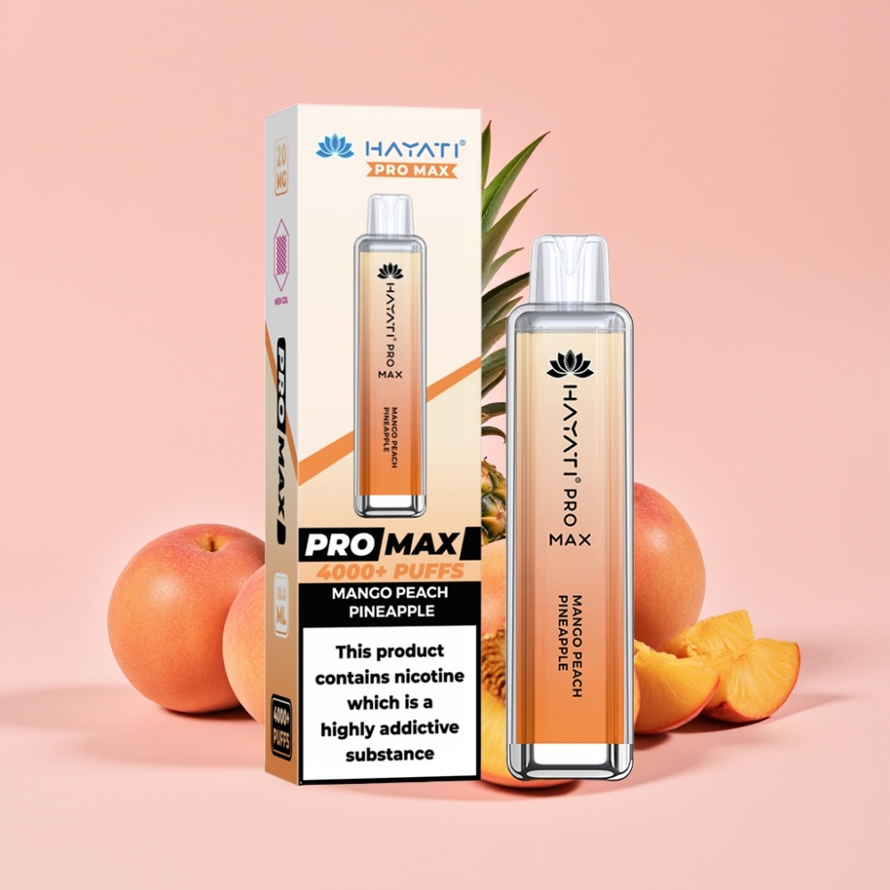 Hayati Pro Max 4000 Пуфа Едноразов Вейп Манго Праскова Ананас с 1400mAh Батерия и Dual 1.1 Ohm Coil