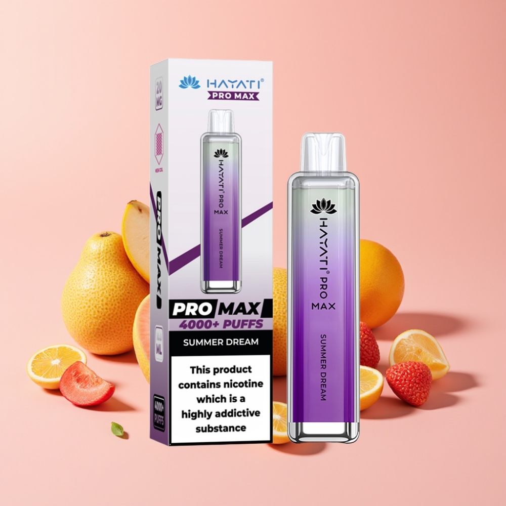 Hayati Pro Max 4000 Пуфа Едноразов Вейп Лятна Мечта, 2%/5% Никотин, 1400mAh, Dual 1.1 Ohm Coil