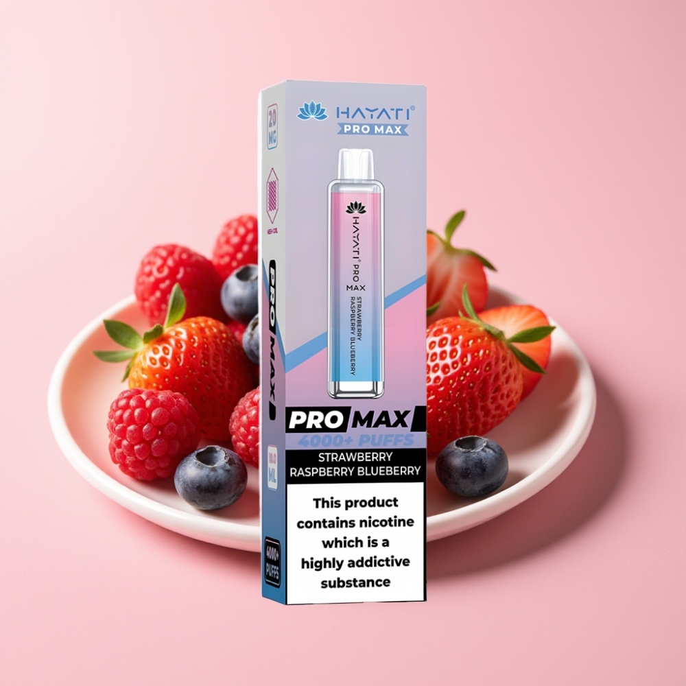 Hayati Pro Max 4000 Пуфове Disposable Vape Ягода Малина Боровинка | 1400mAh, Dual 1.1 Ohm, Rechargeable