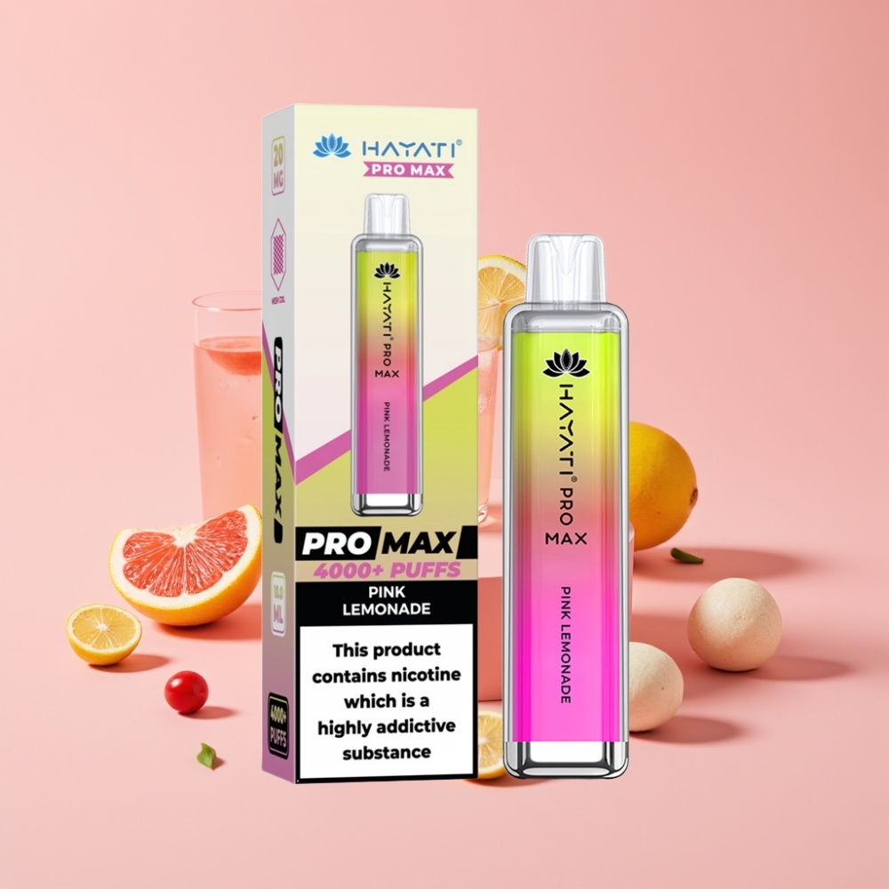 Hayati Pro Max 4000 Пуфове Disposable Vape Розов Лимонаден Сок с 1400mAh Батерия и LED Светлина