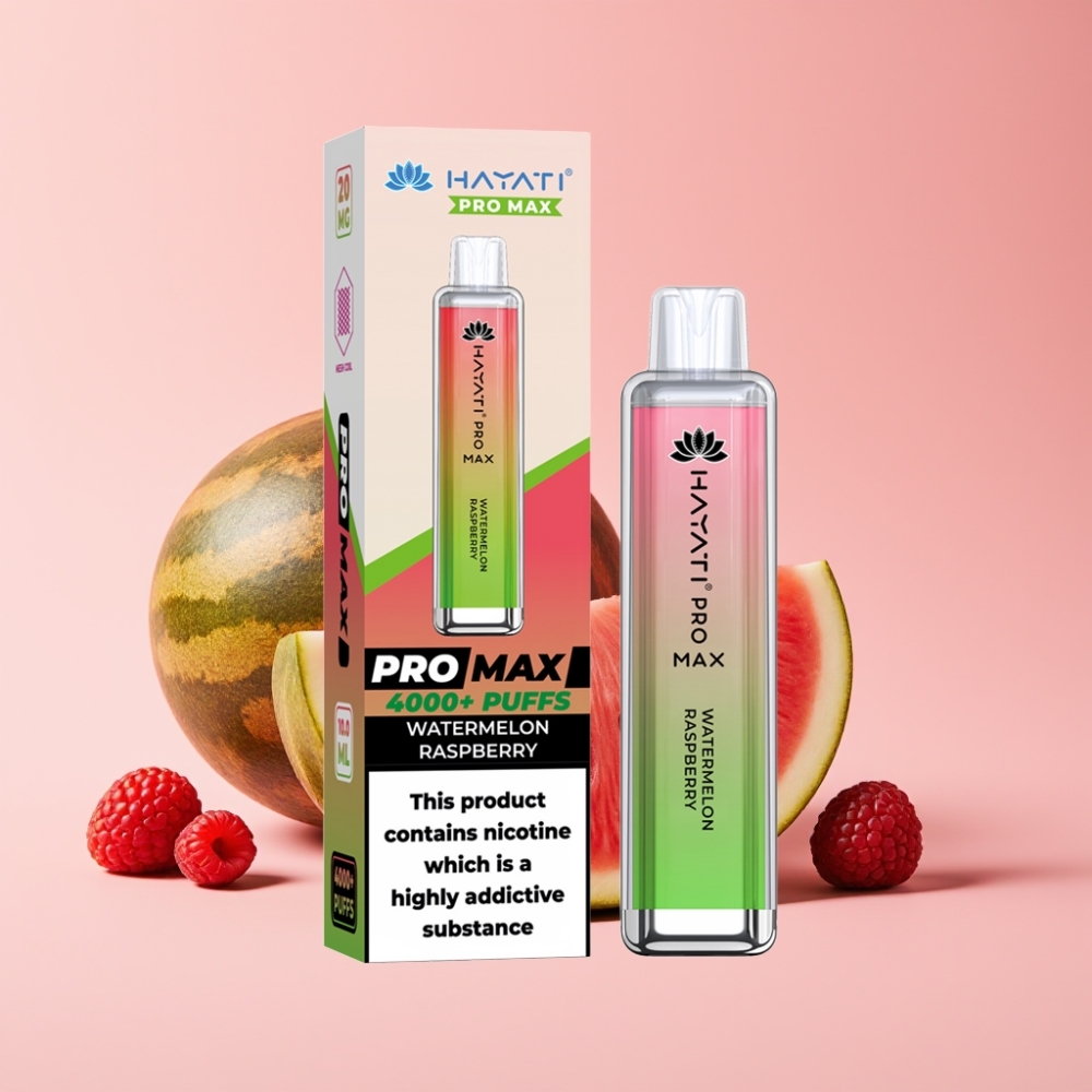 Hayati Pro Max 4000 Пуфове Диспозейбъл Vape Диня Малина с 1400mAh Батерия и Dual 1.1 Ohm Coil