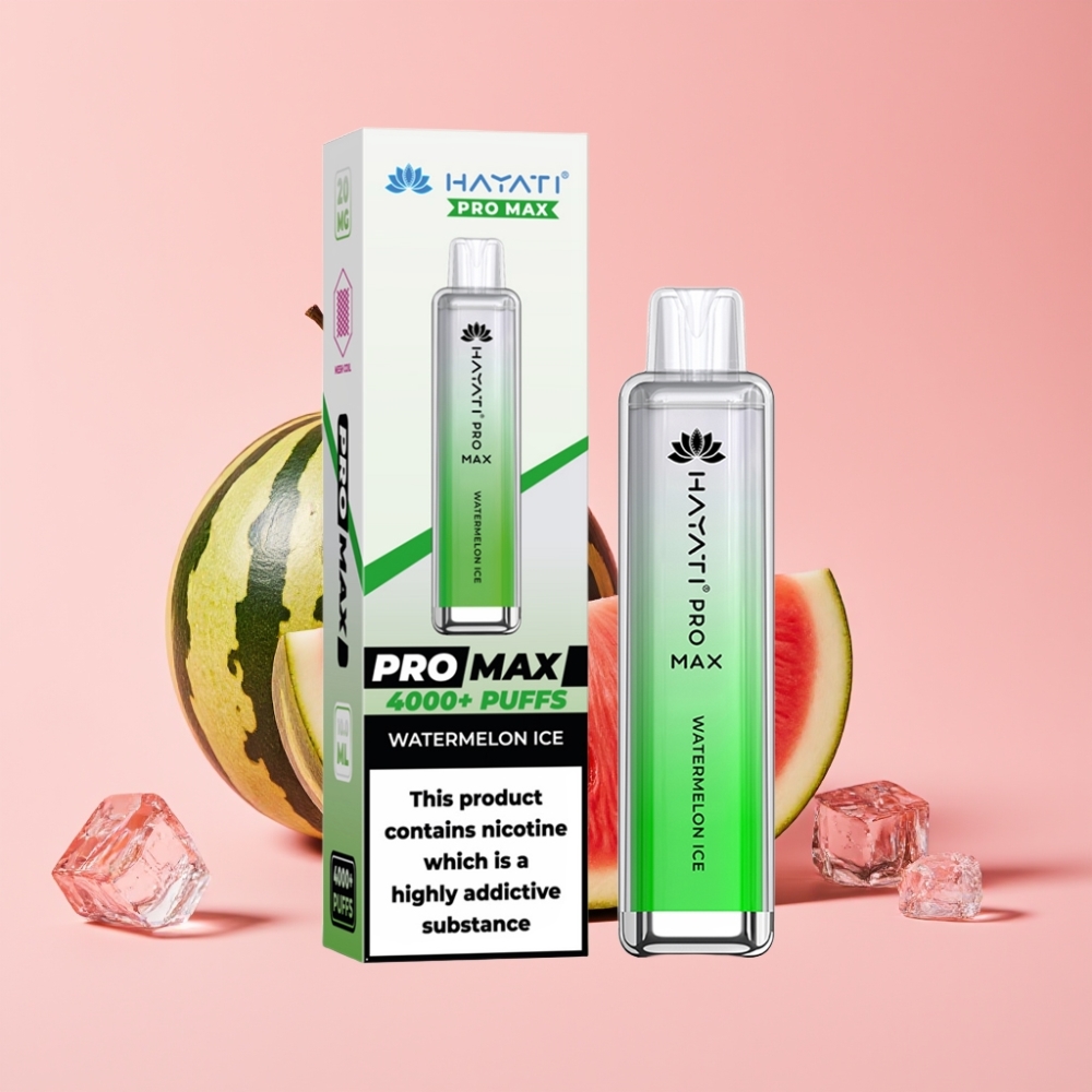 Hayati Pro Max 4000 Пуфове Диспозейбъл Vape Диня Лед с 1400mAh Батерия и Dual Coil