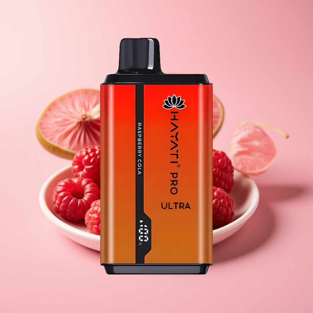 Hayati Pro Ultra 15000 Пуфса Диспоузебъл Вейп с Вкус Малина Кола: 850mAh, 2×12ml, 2%