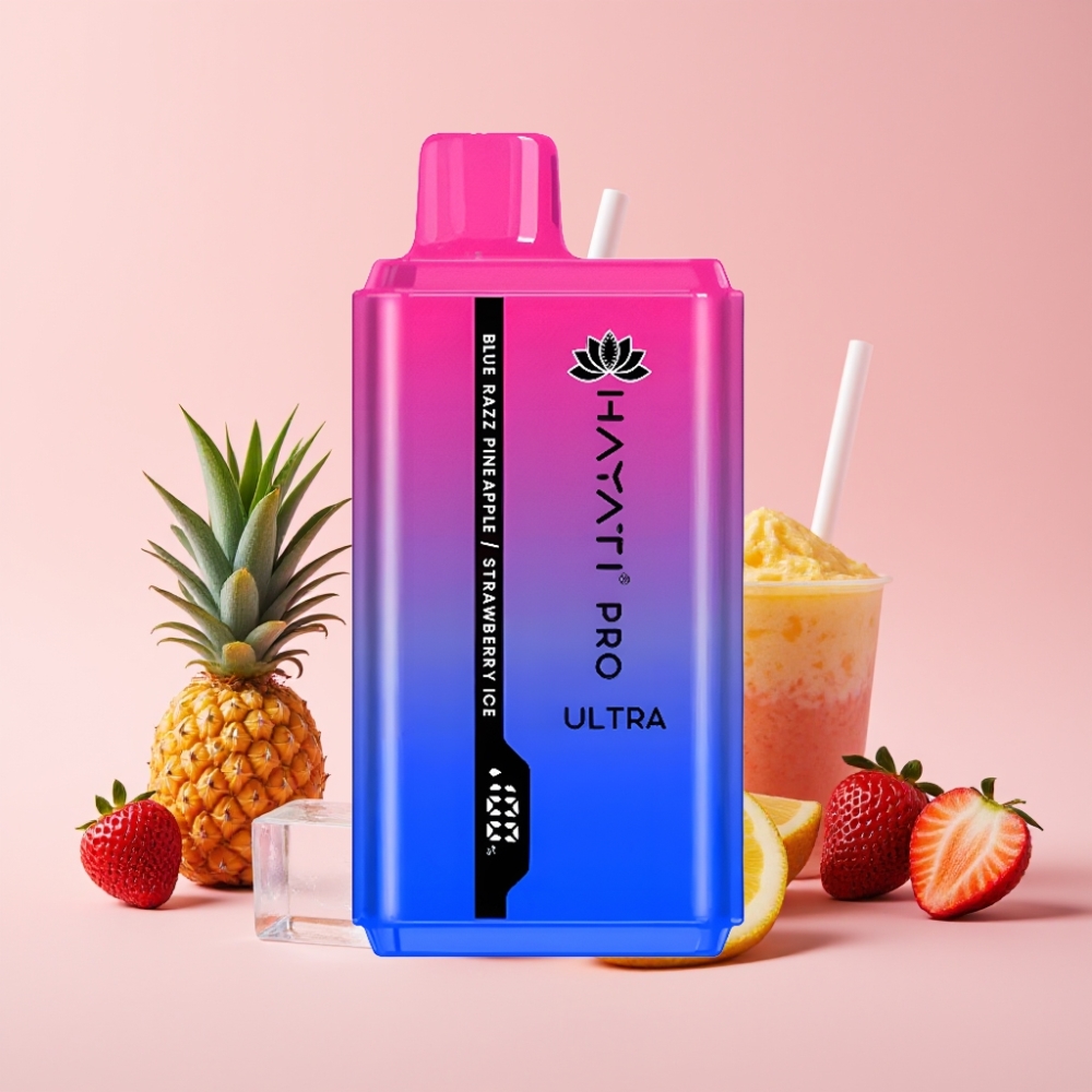 Hayati Pro Ultra 15000 Пуфса Диспозъбъл Вейп Син Малина Ананас Ягода Лед (850mAh, 2×12ml, 2%)