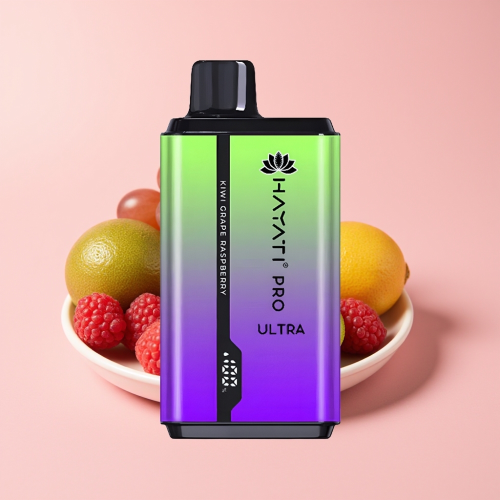 Hayati Pro Ultra 15000 Пуфса Едноразов Вейп Киви Грозде Малина (850mAh, 2×12ml, 2%)