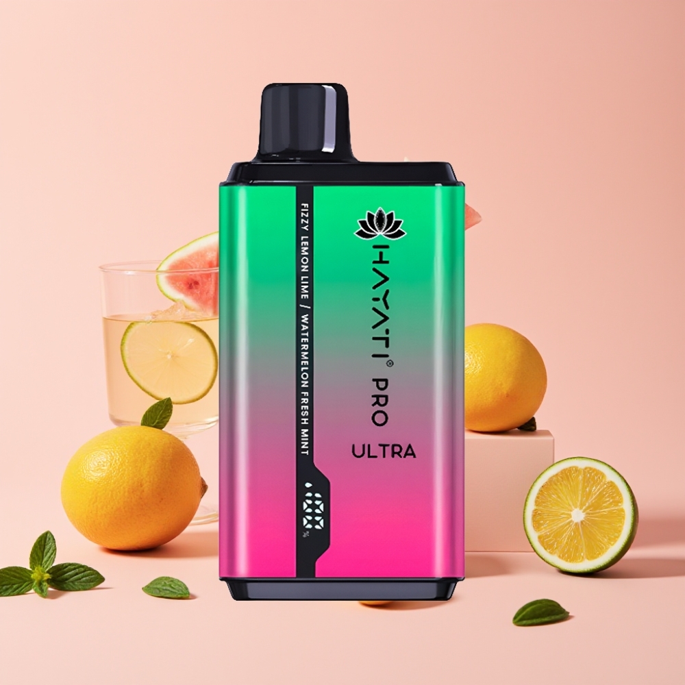 Hayati Pro Ultra 15000 Пуфса Батерия 850mAh Вкус: Лимон & Лайма Диня Пряха Мента
