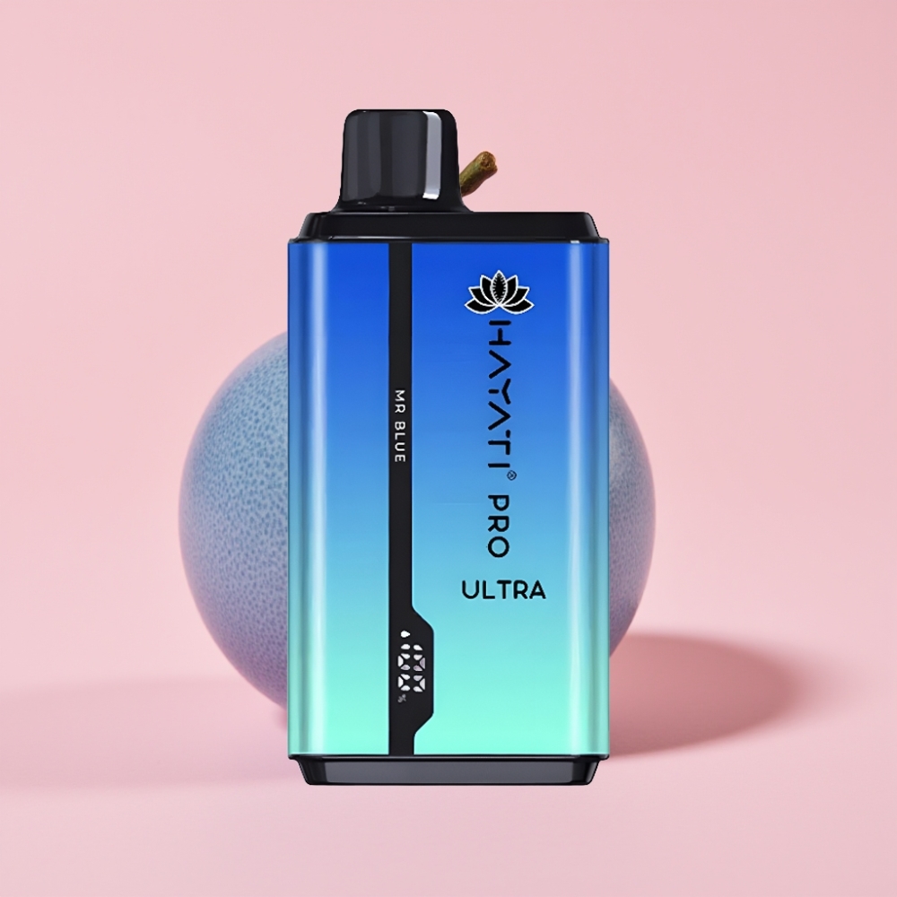 Hayati Pro Ultra 15000 Пуфса Дисposable Вейп Господин Син (850mAh, 2×12ml, 2%)