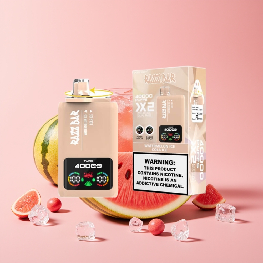 Razz Bar 40000 Puffs Дисплей Батерия 1.0Ω×2 Мрежа 650mAh Type-C ДИНЯ ЛЕД & КОЛА ЛЕД