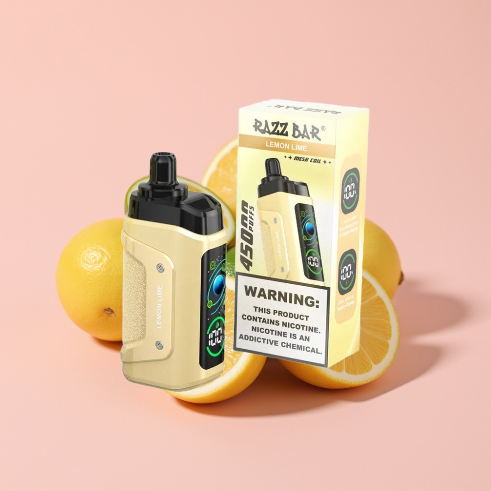 Razz Bar 45000 Пуфса Едноразов Вейп Лимон Лайм Мехова Намотка 1.0 Ohm Регулируем Въздушен Поток Type-C