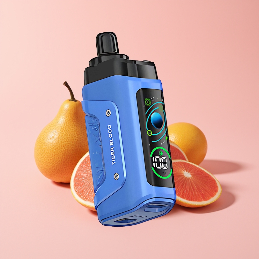 Razz Bar 45000 Пуфове Disposable Vape Тигърва Кръв с 1.0 Ohm мрежов намотка, регулируем въздушен поток, 650 mAh батерия
