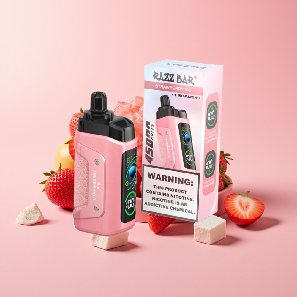 Razz Bar 45000 Пуфове Disposable Vape Ягодов Лед с 650mAh Battery & Type-C