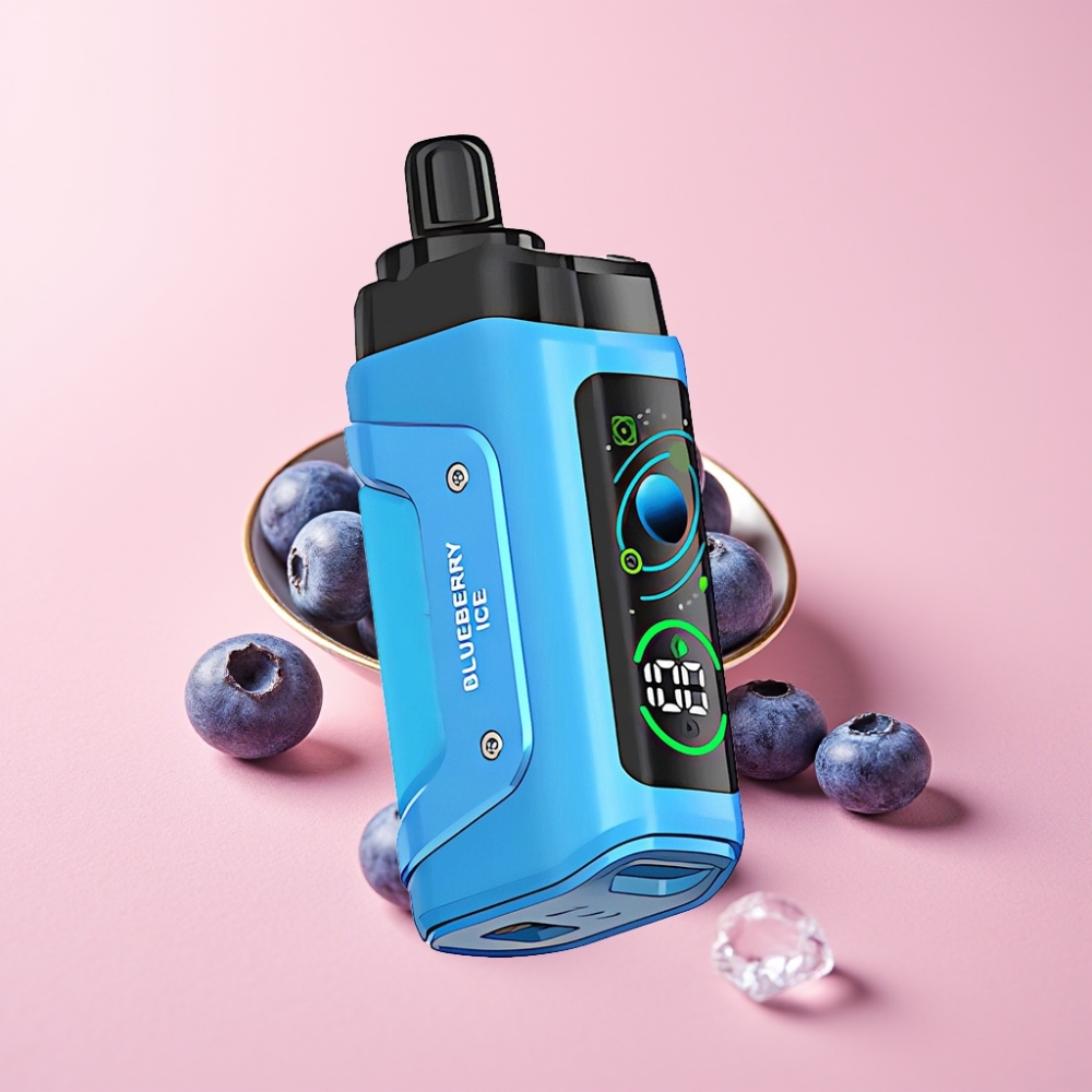 Razz Bar 45000 Пуфове Disposable Vape Синьо Боровинков Лед с Mesh Coil 1.0 Ohm, Adjustable Airflow, Type-C