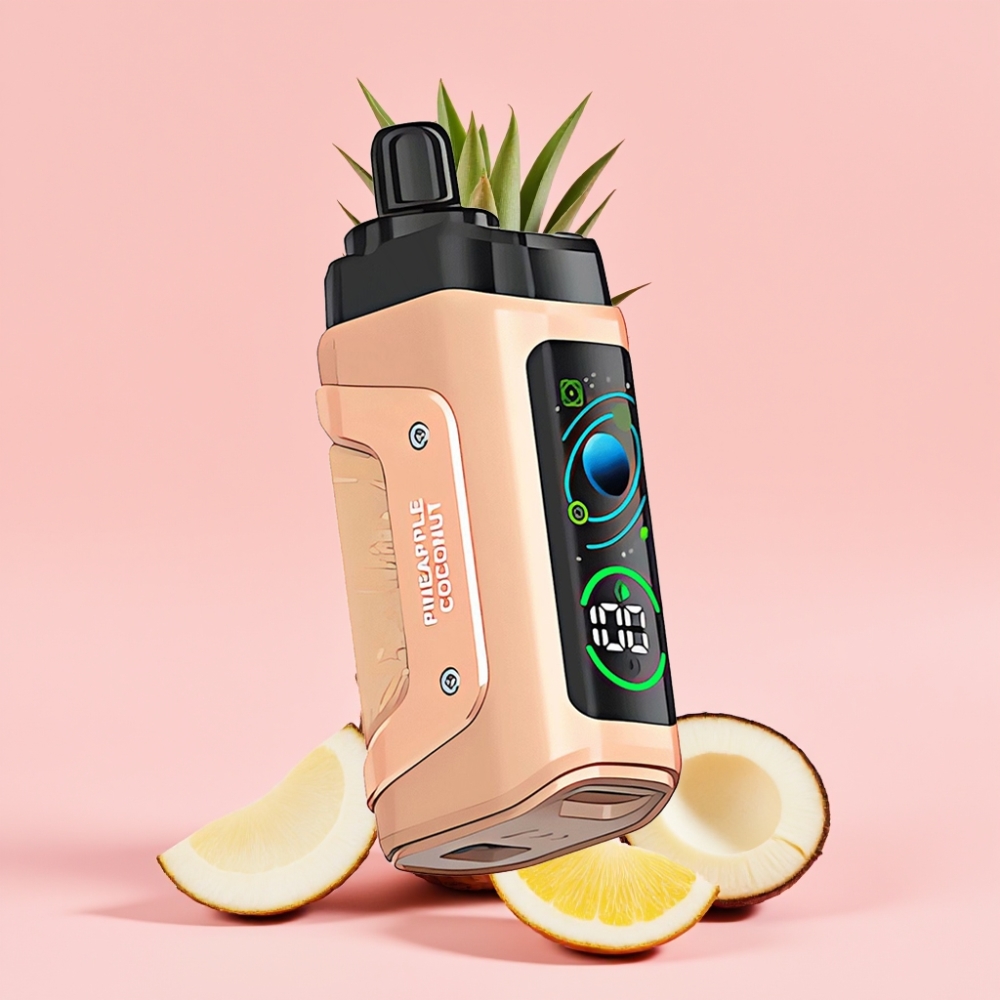 Razz Bar 45000 Puffs Disposable Vape Ананас Кокос с 1.0 Ohm Mesh Coil, Adjustable Airflow, 650mAh Battery, Type-C