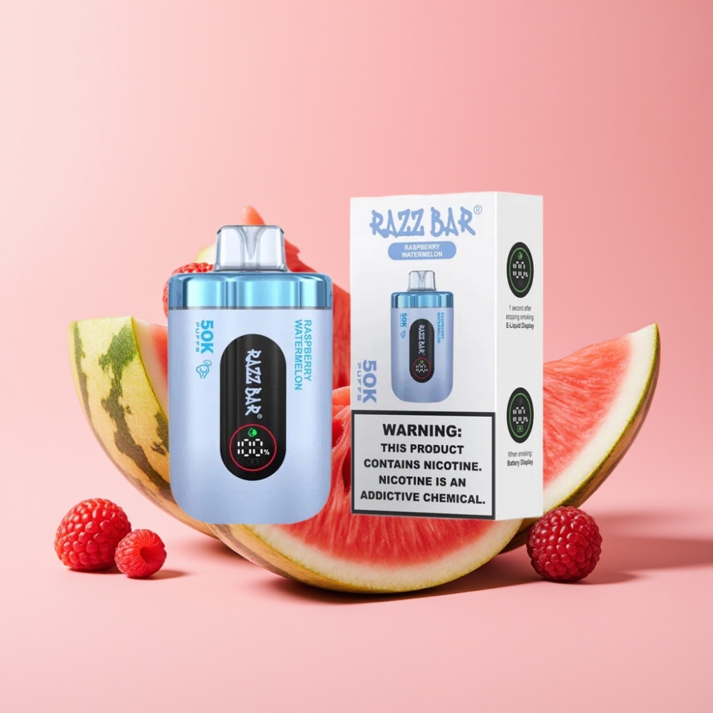 Razz Bar 50K Пуфса Едноразов Вейп Малина Диня, 50000 Пуфса, 650mAh, Type-C, 2% Никотин