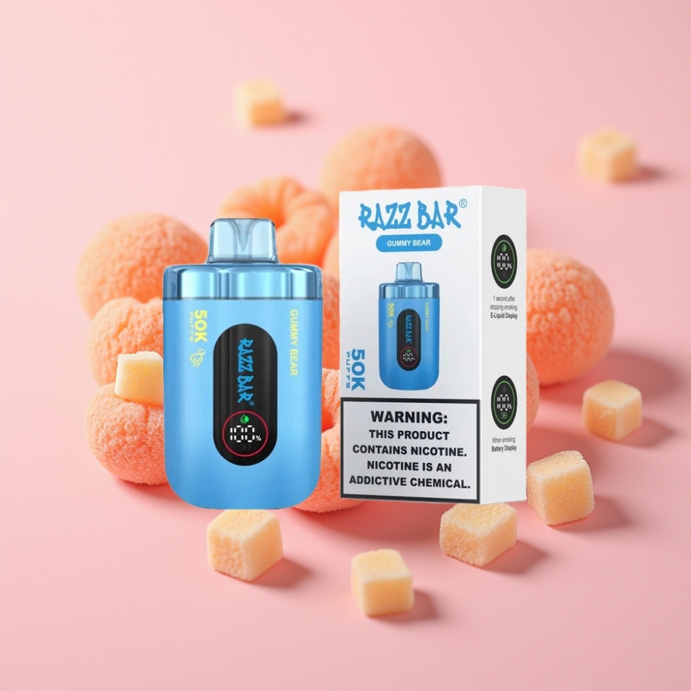 Razz Bar 50K Пуфсa Диспосабъл Вейп Гумени Мечета, 50000 пуфса, 650 mAh, Type-C, 2% Никотин