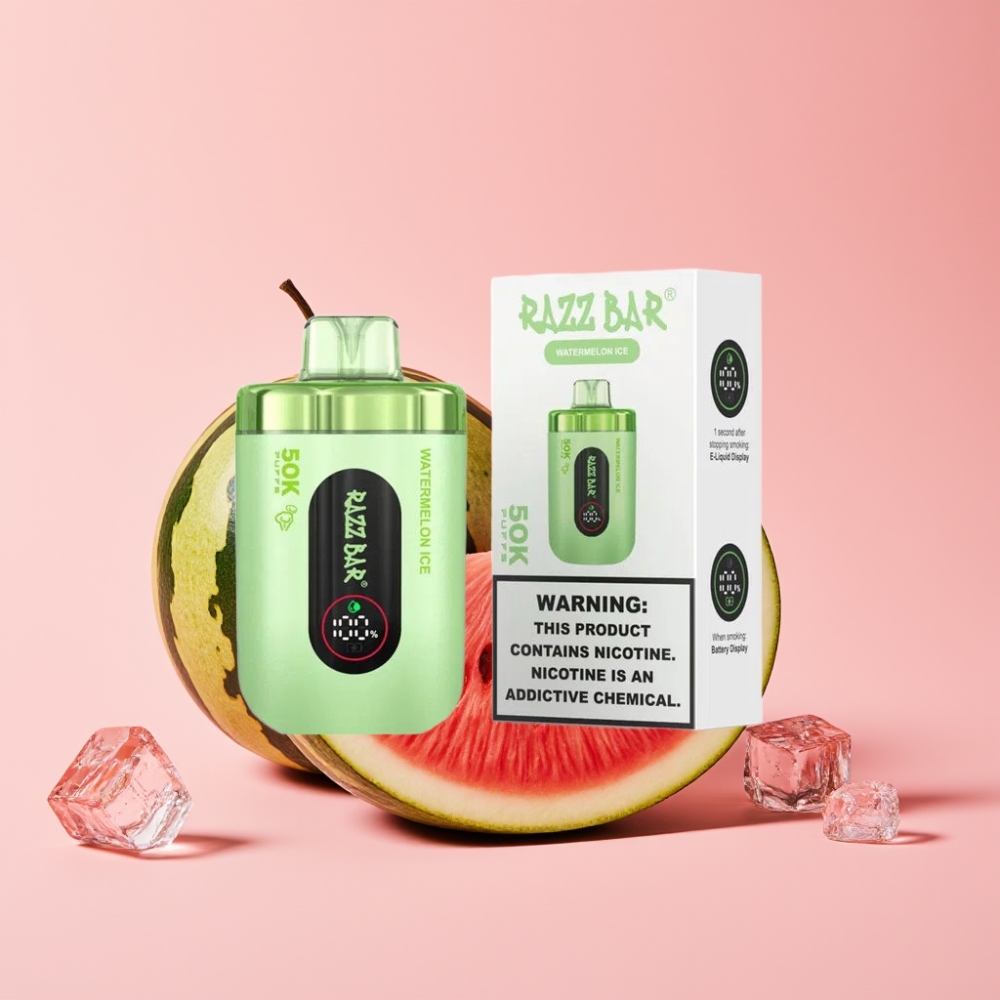 Razz Bar 50K Пуфсa Диспосъбъл Вейп Диня Лед (50000 Пуфa, 1.0 Ohm Mesh, 650mAh, Type-C, 2% Никотин)