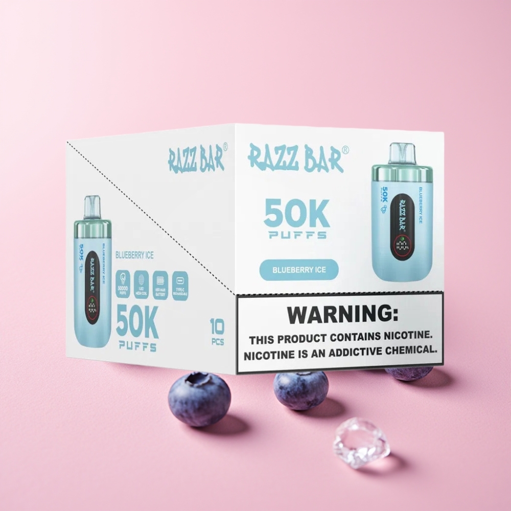 Razz Bar 50K Пуфсa Едноразов Вейп Боровинков Лед с 650mAh Батерия и Type-C