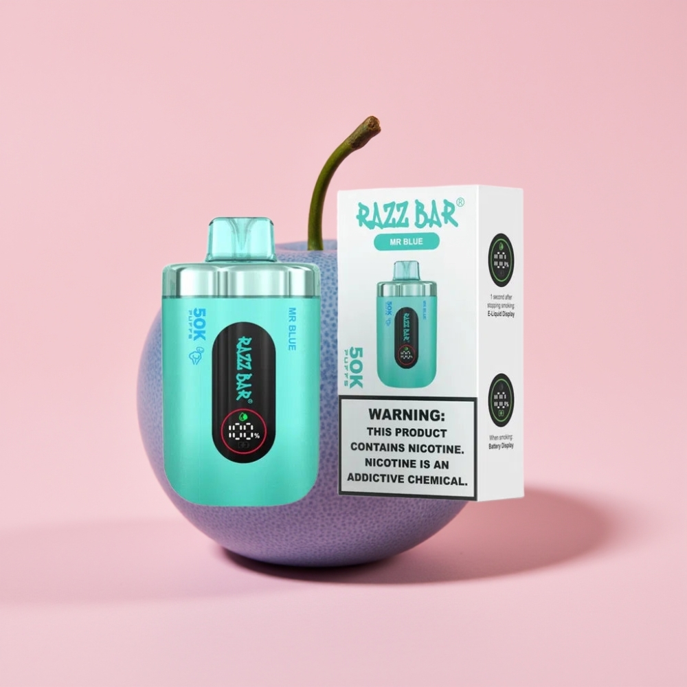 Razz Bar 50K Пуфсa Disposable Vape Господин Син (650mAh, Type-C, 2% Никотин)