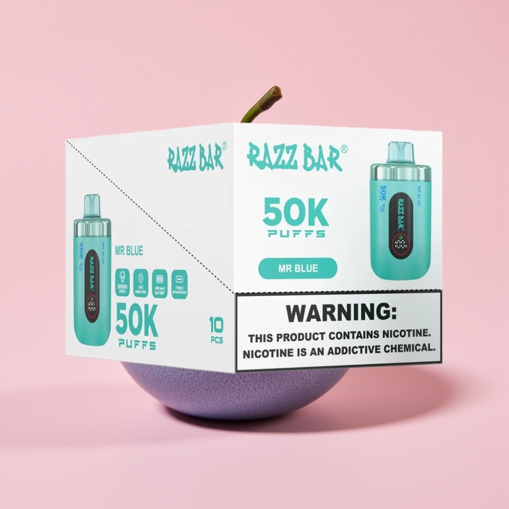 Razz Bar 50K Пуфсa Disposable Vape Господин Син (650mAh, Type-C, 2% Никотин)
