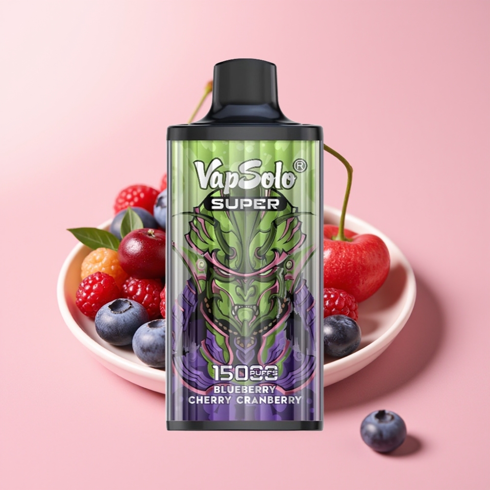 Vapsolo Super 15000 Пуфса Едноразово Вейп Боровинка Череша Боровинка 40мл 850мАч